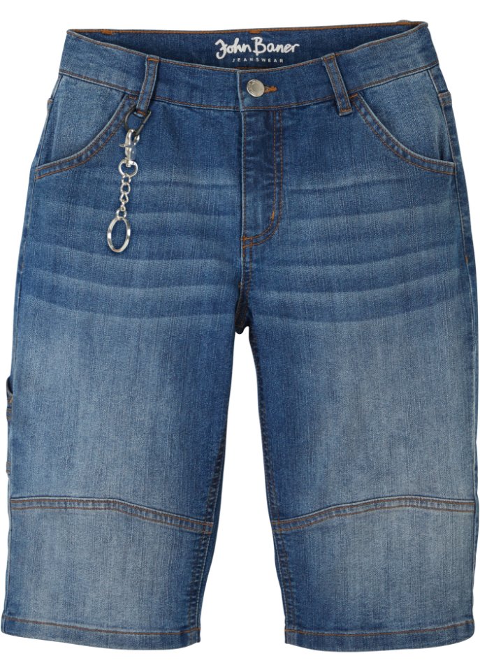 Jungen Jeans-Bermuda mit Schlüsselkette, Slim Fit
