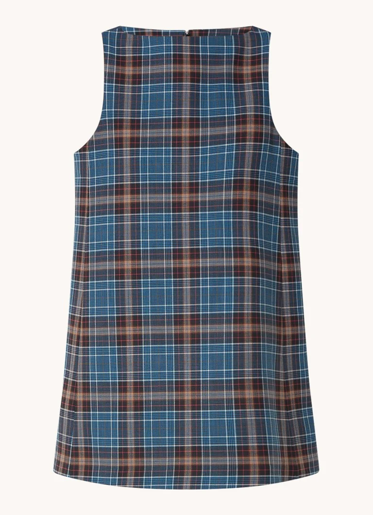 Rochie scurtă Claudie Pierlot Revecarreaux din amestec de lână cu model în carouri.