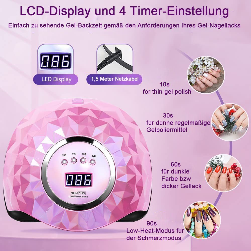 Aoucheni Lichthärtungsgerät 248W Nageltrockner Lampe Nagel Werkzeug-Set