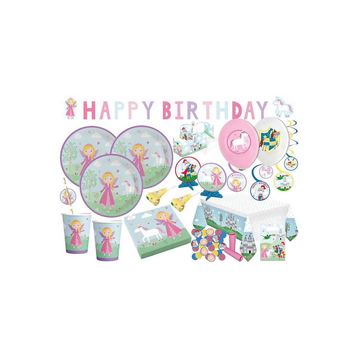 XXL 95 Teile kleine Prinzessin Party Deko Set für 8 Kinder