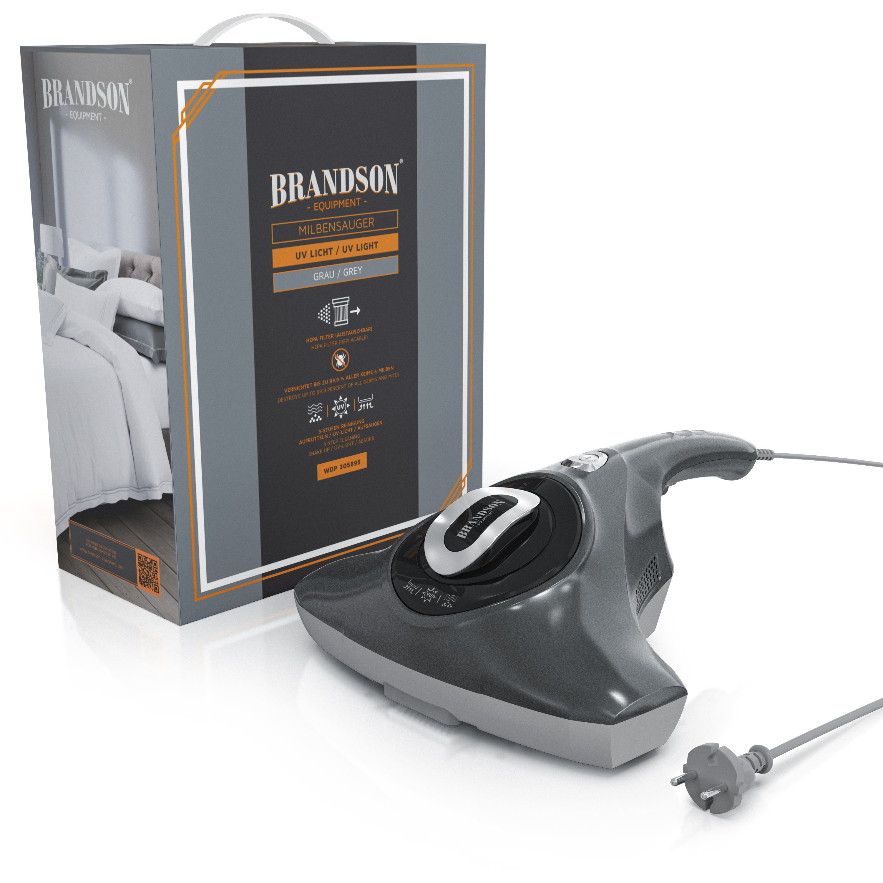 Brandson Matratzenreinigungsgerät, 300 W, beutellos, UV-C Sterilisation, Milbenstaubsauger ideal für Allergiker