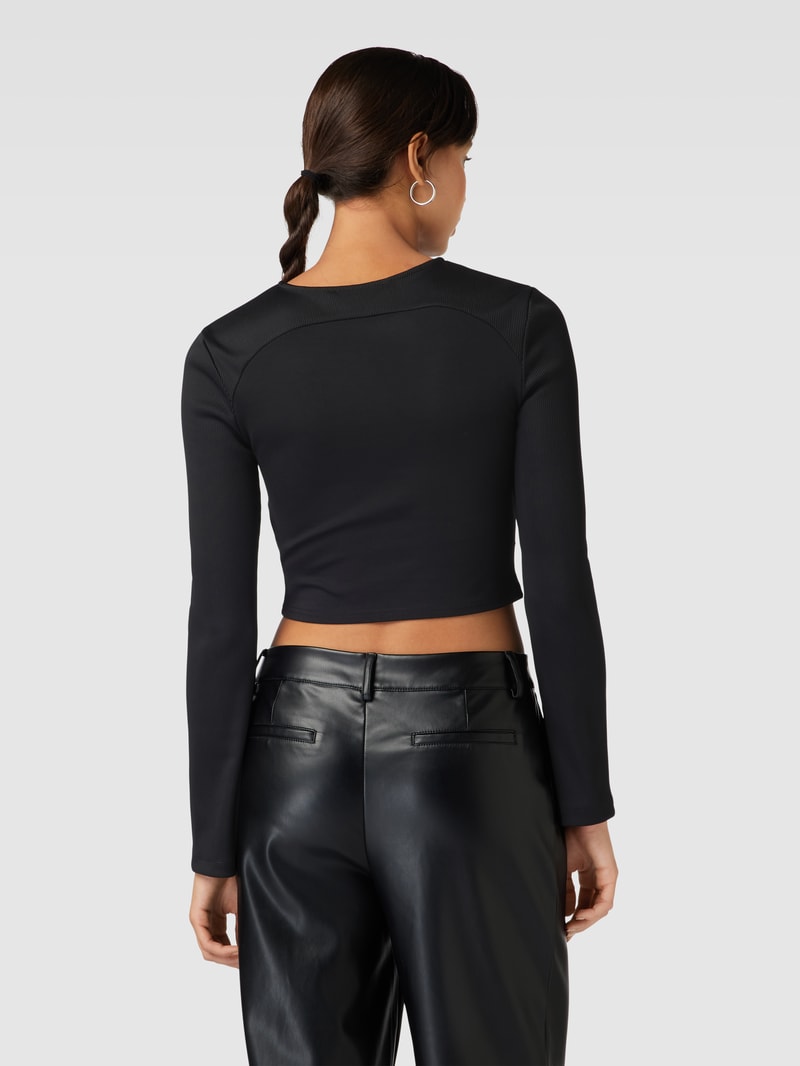 Cropped Longsleeve mit Cut Out Modell 'MILANO' in black