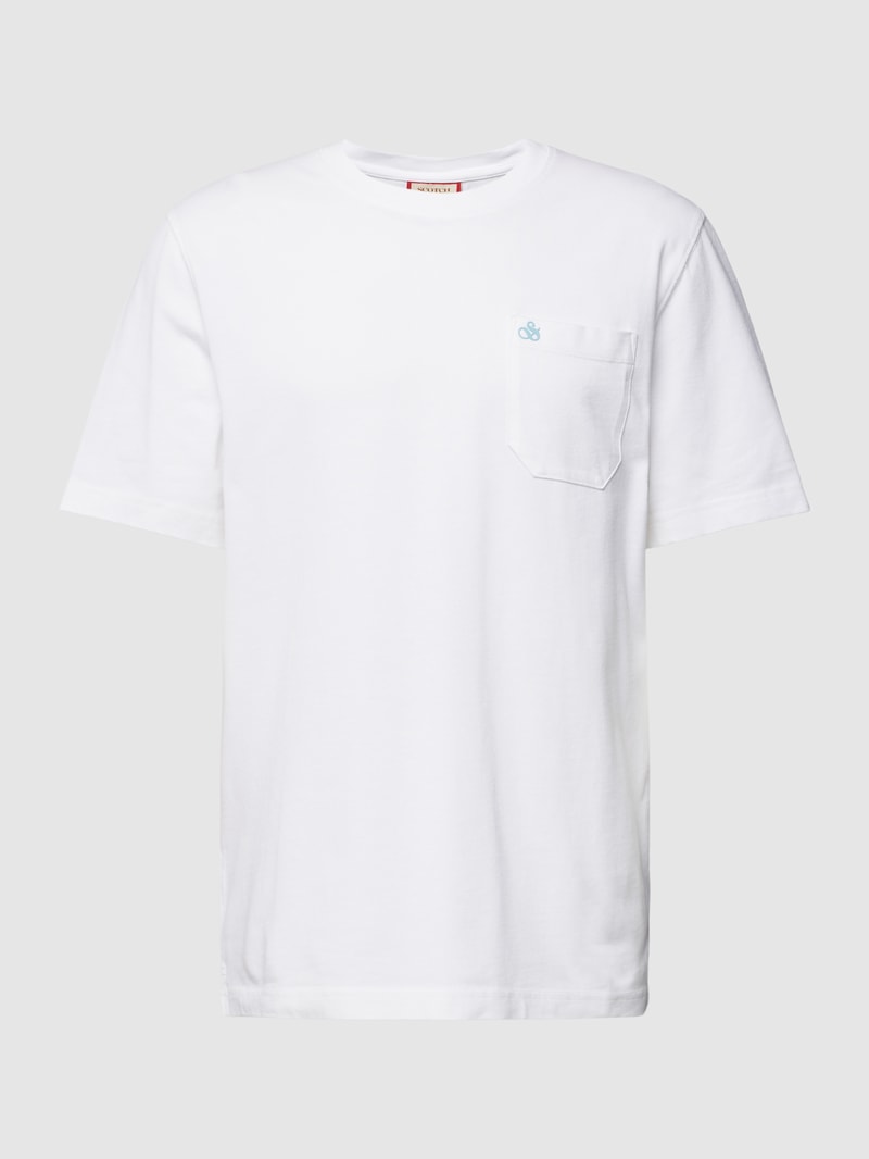 T-Shirt mit Brusttasche in weiß