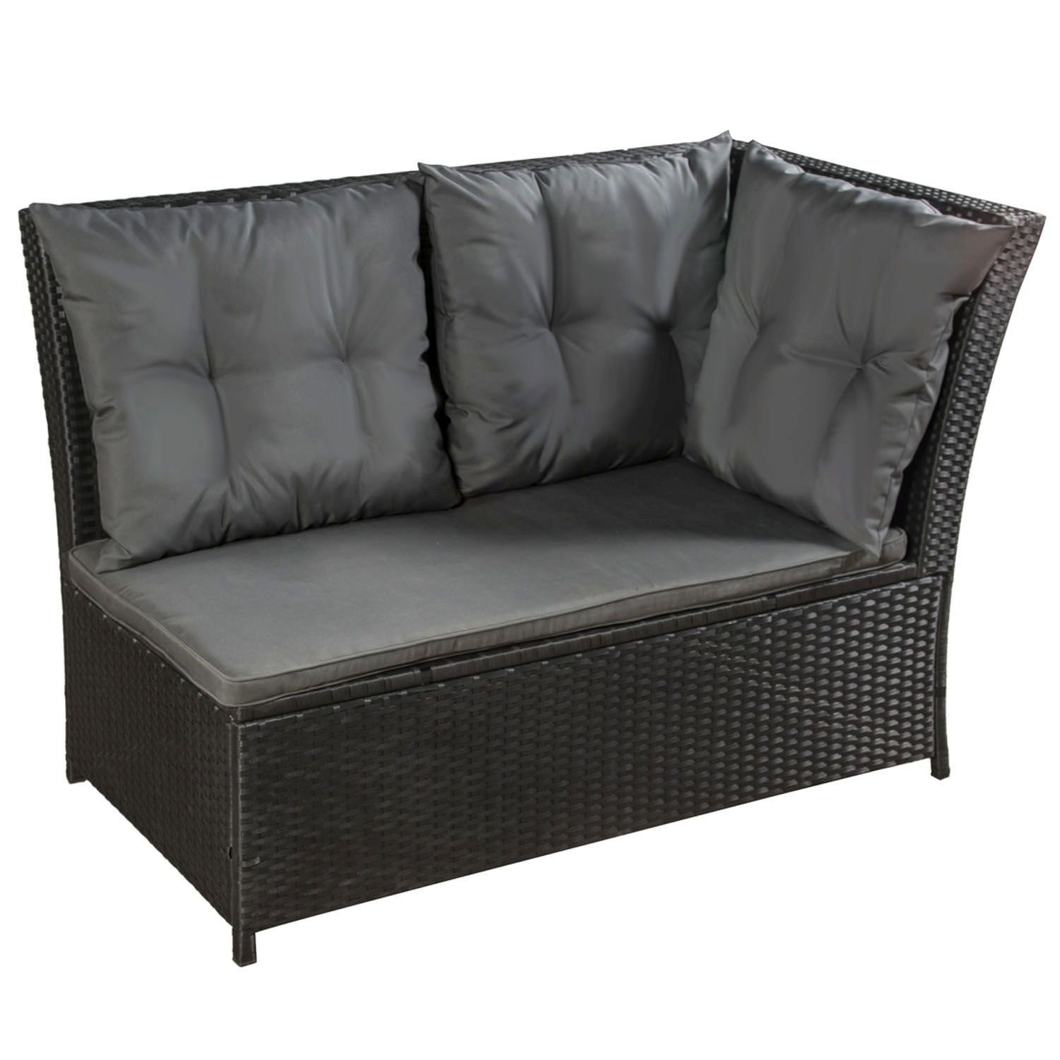 Juskys Gartenlounge-Set Santa Catalina, (Set, Sitzgruppe), 2 zusätzliche Hocker, Tisch mit Glasplatte, Waschbare Bezüge