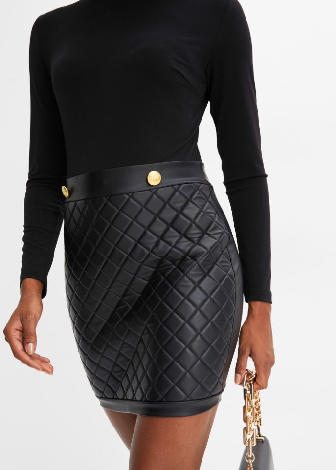 Kleid mit Lederimitat