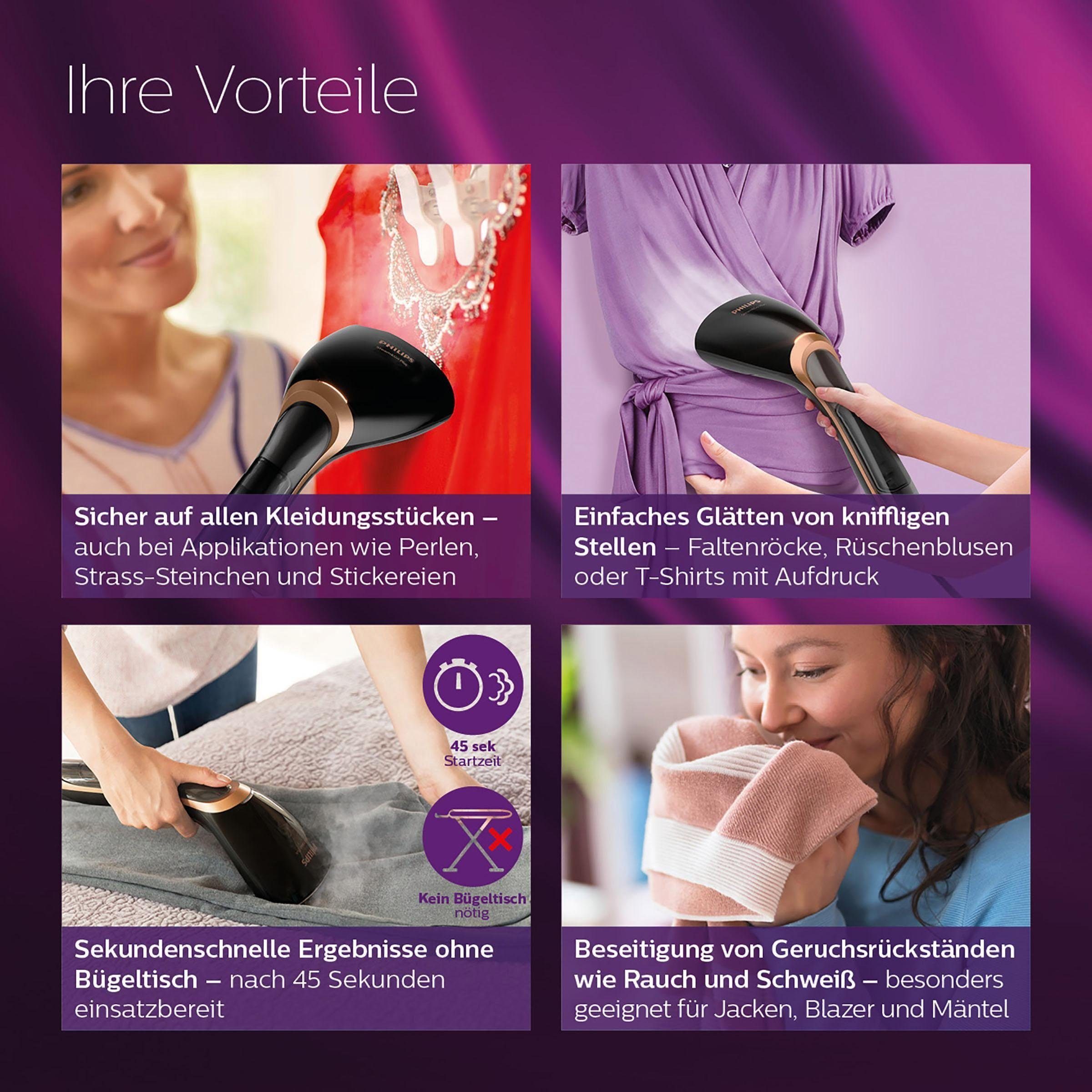 Philips Dampfbürste Steam&Go GC362/80, 1300 W, 70 ml Wassertank und Handschuh