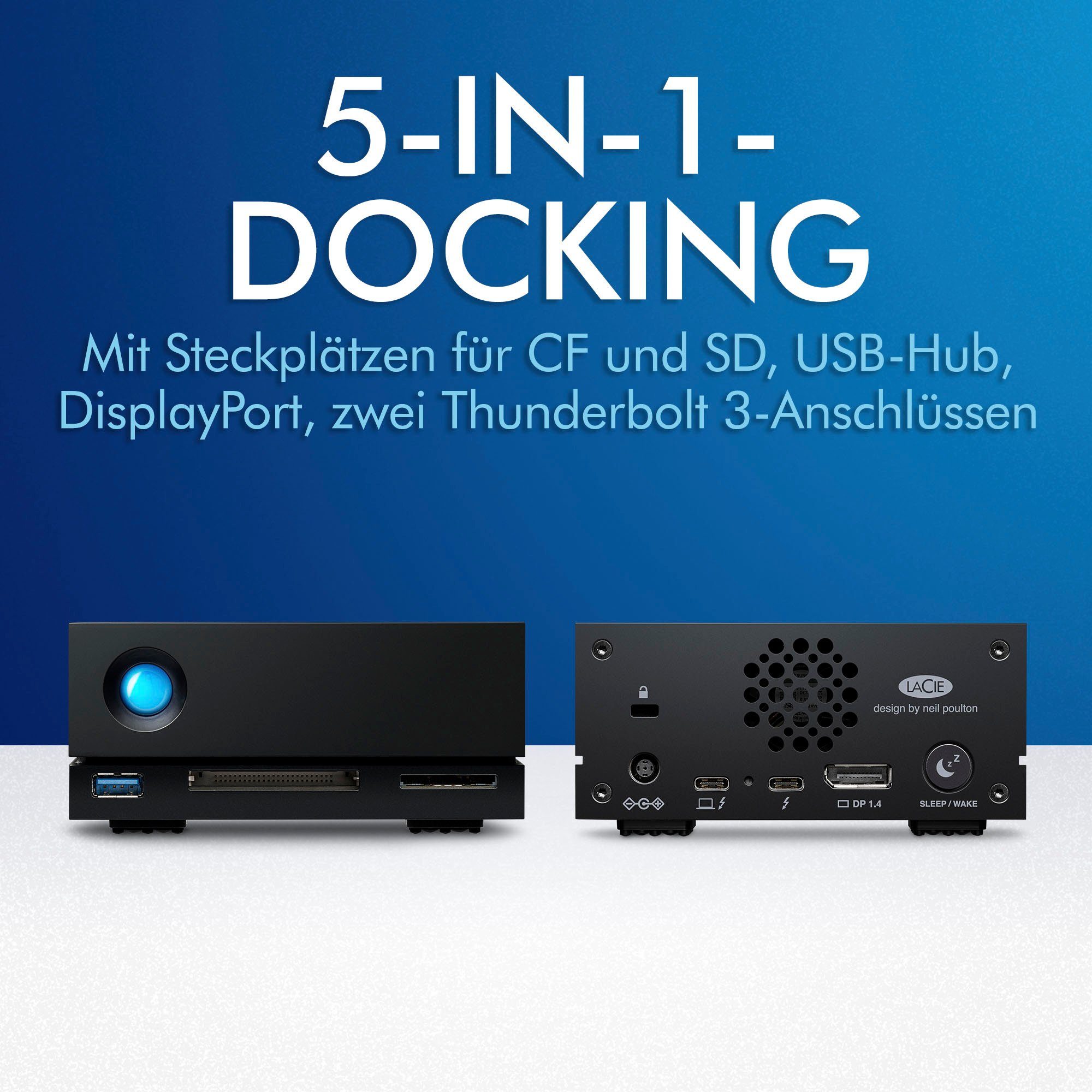 LaCie 1big Dock 18 TB externe HDD-Festplatte (18 TB) 280 MB/S Lesegeschwindigkeit