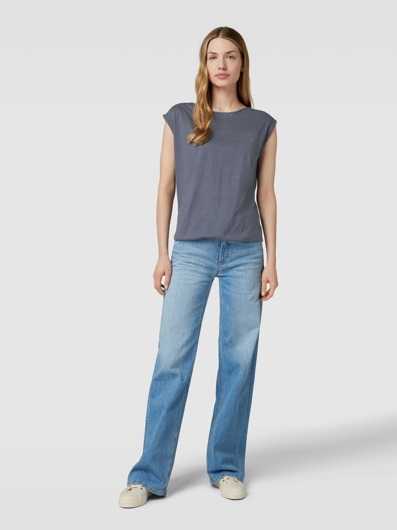 T-Shirt mit Streifenmuster in dunkelblau