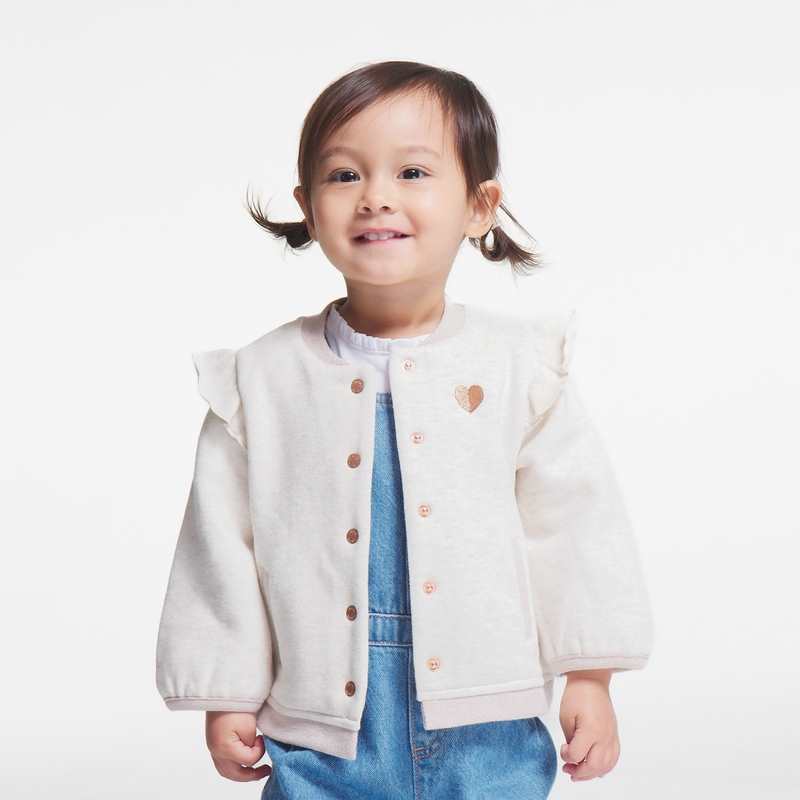 Gilet molleton à volants beige bébé fille