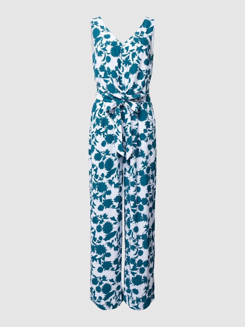Jumpsuit aus Viskose mit Allover-Muster in petrol