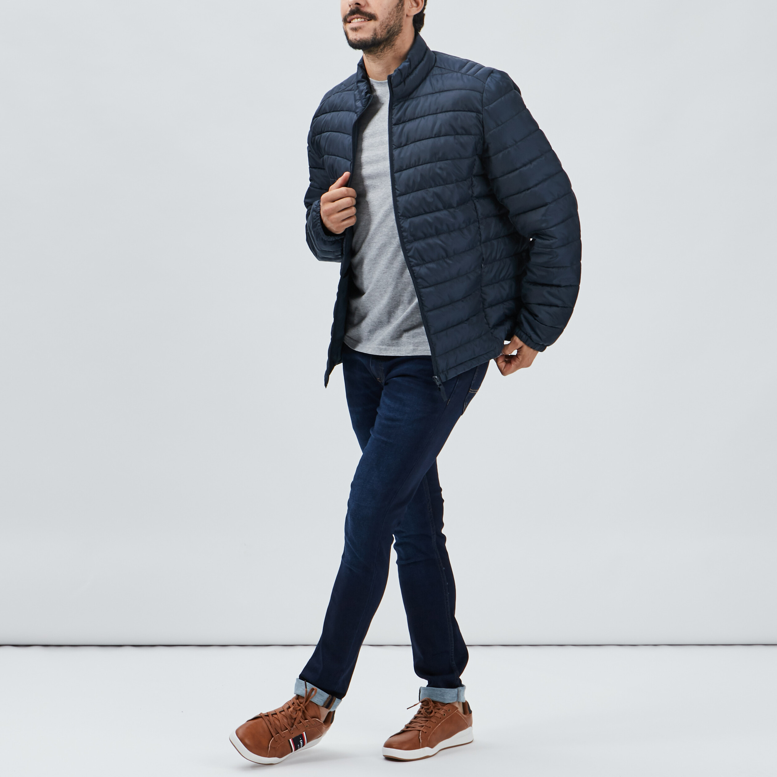 Doudoune légère droite zippée bleu marine homme | La Halle