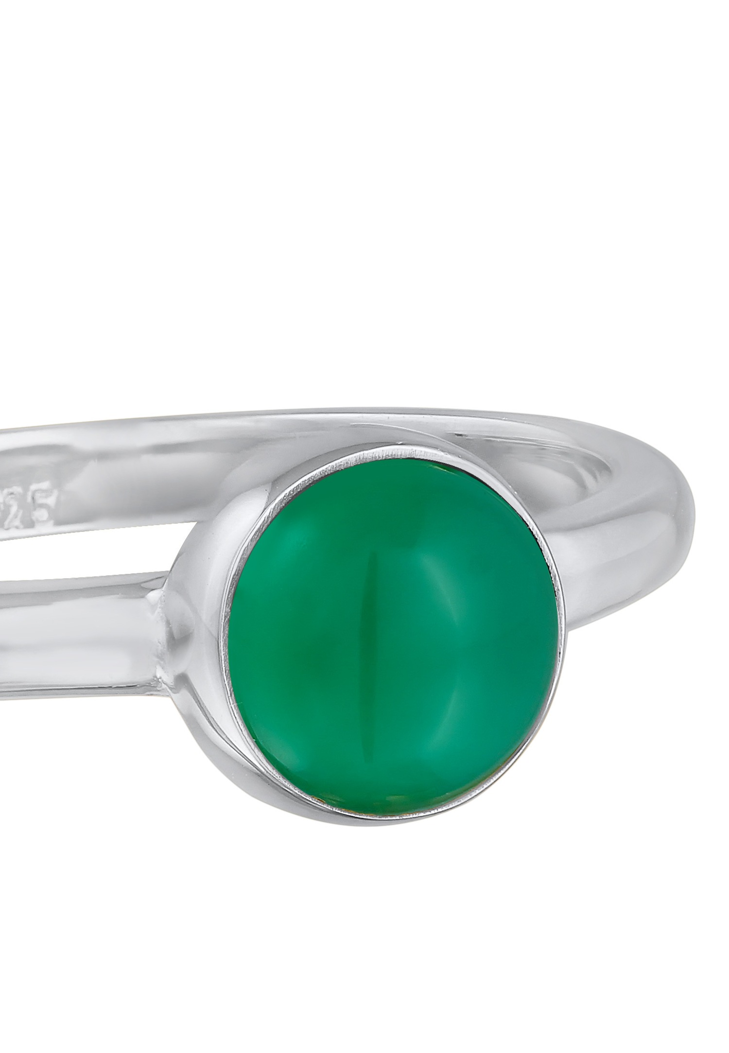 Anello solitario da donna Elli PREMIUM, colore verde basic con gemme di agata in argento sterling 925 rodiato.