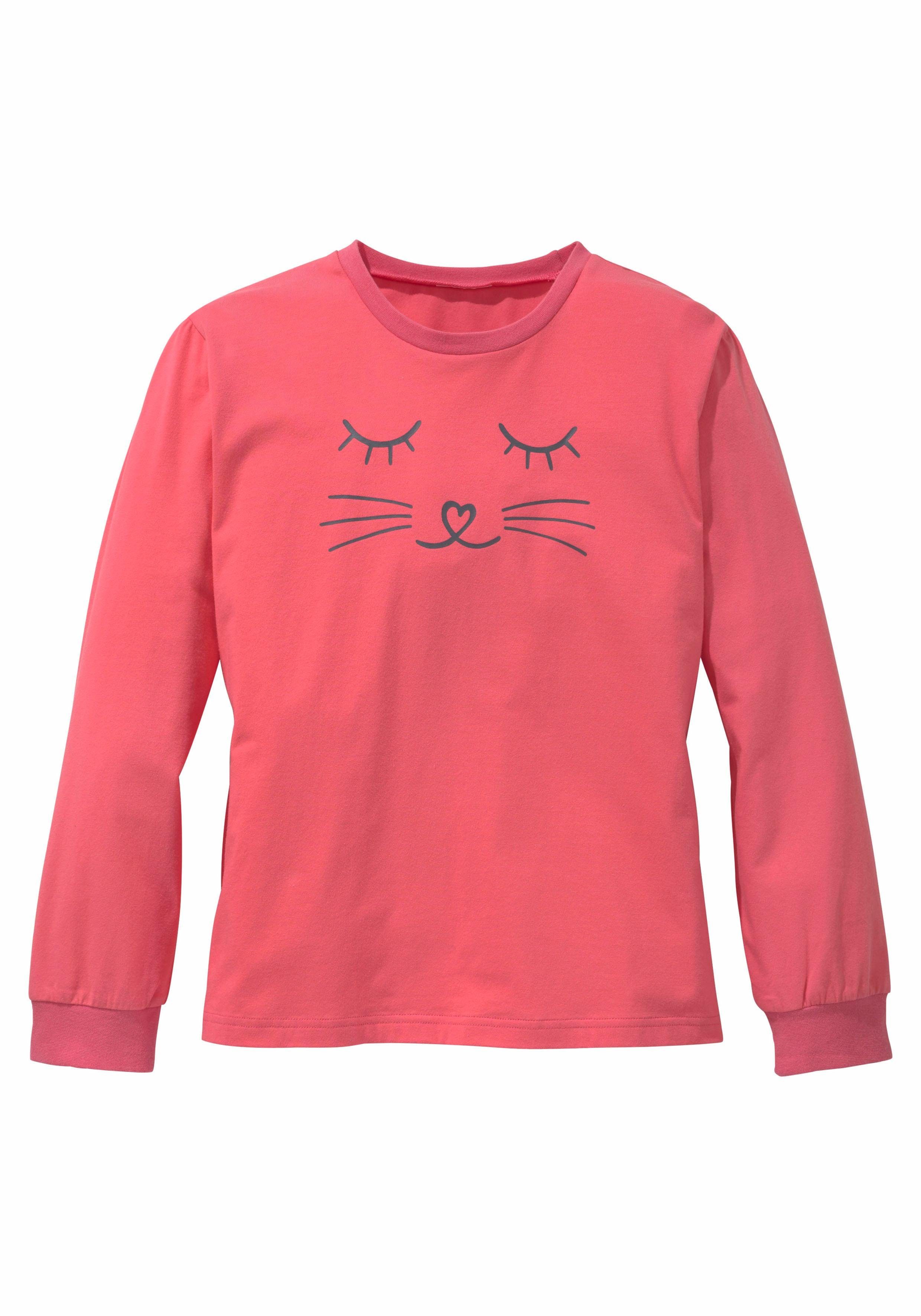 Vivance Pyjama (2 tlg., 1 Stück) in langer Form mit Cat Print