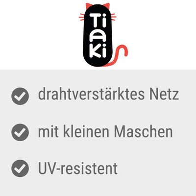 TIAKI Katzenschutznetz mit Drahtverstärkung, hellgrau