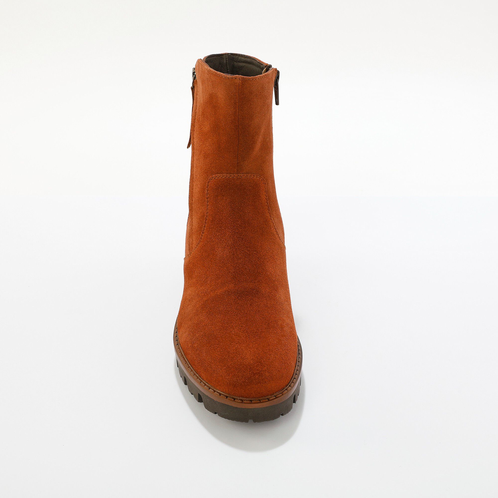 Boots zippées en cuir doublées, semelle crantée