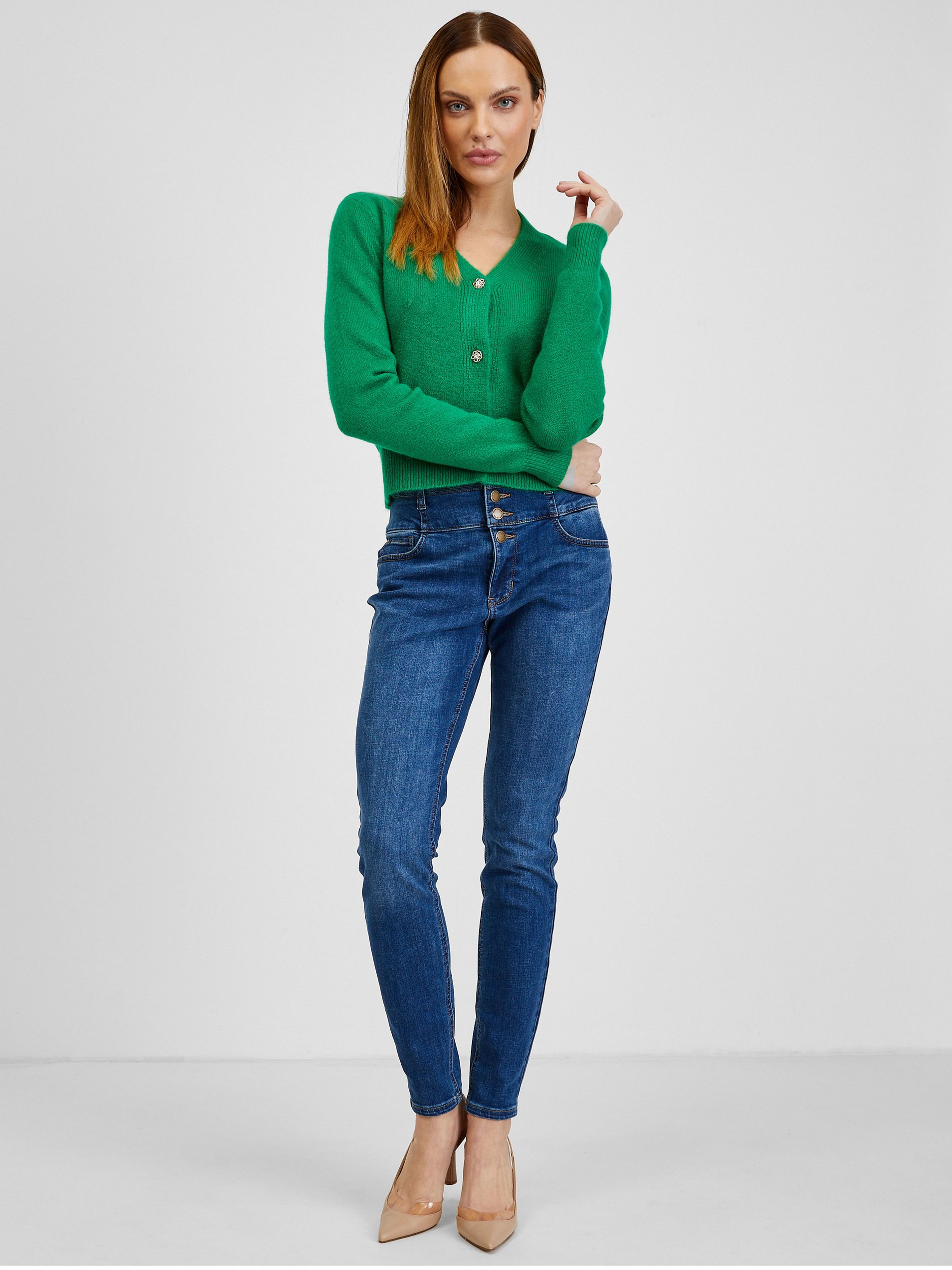 Grüner Damen Cardigan mit Wolle ORSAY