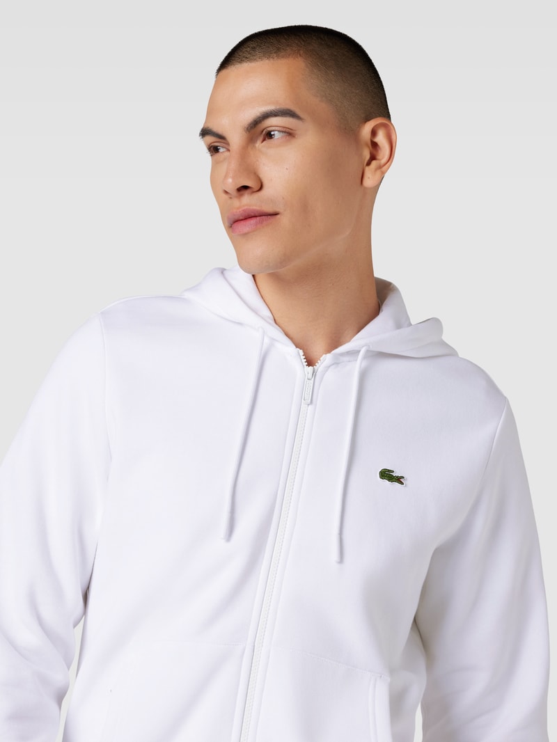 Sweatjacke mit Logo-Stitching in weiß