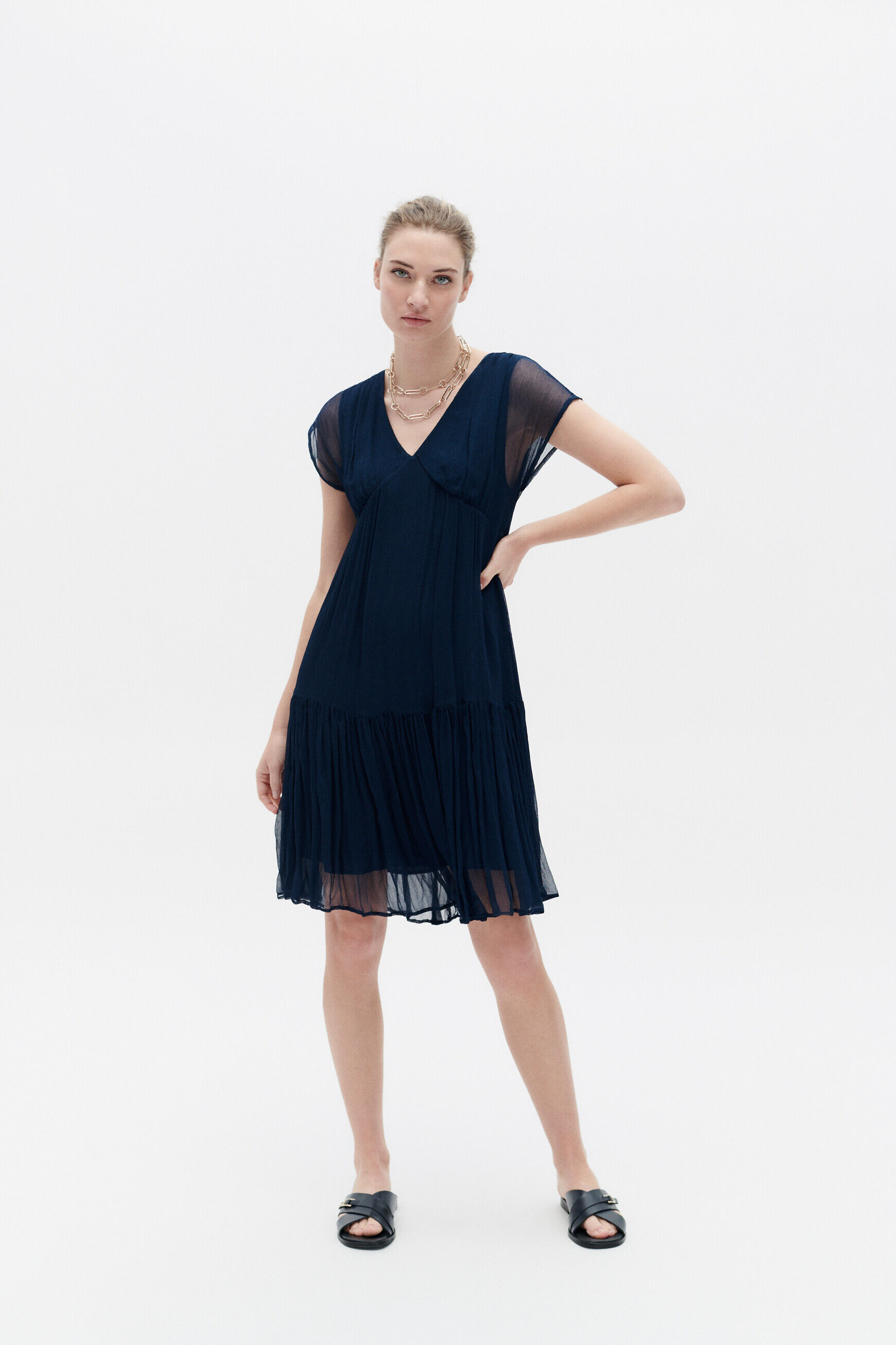 Robe reliane bleu marine femme
