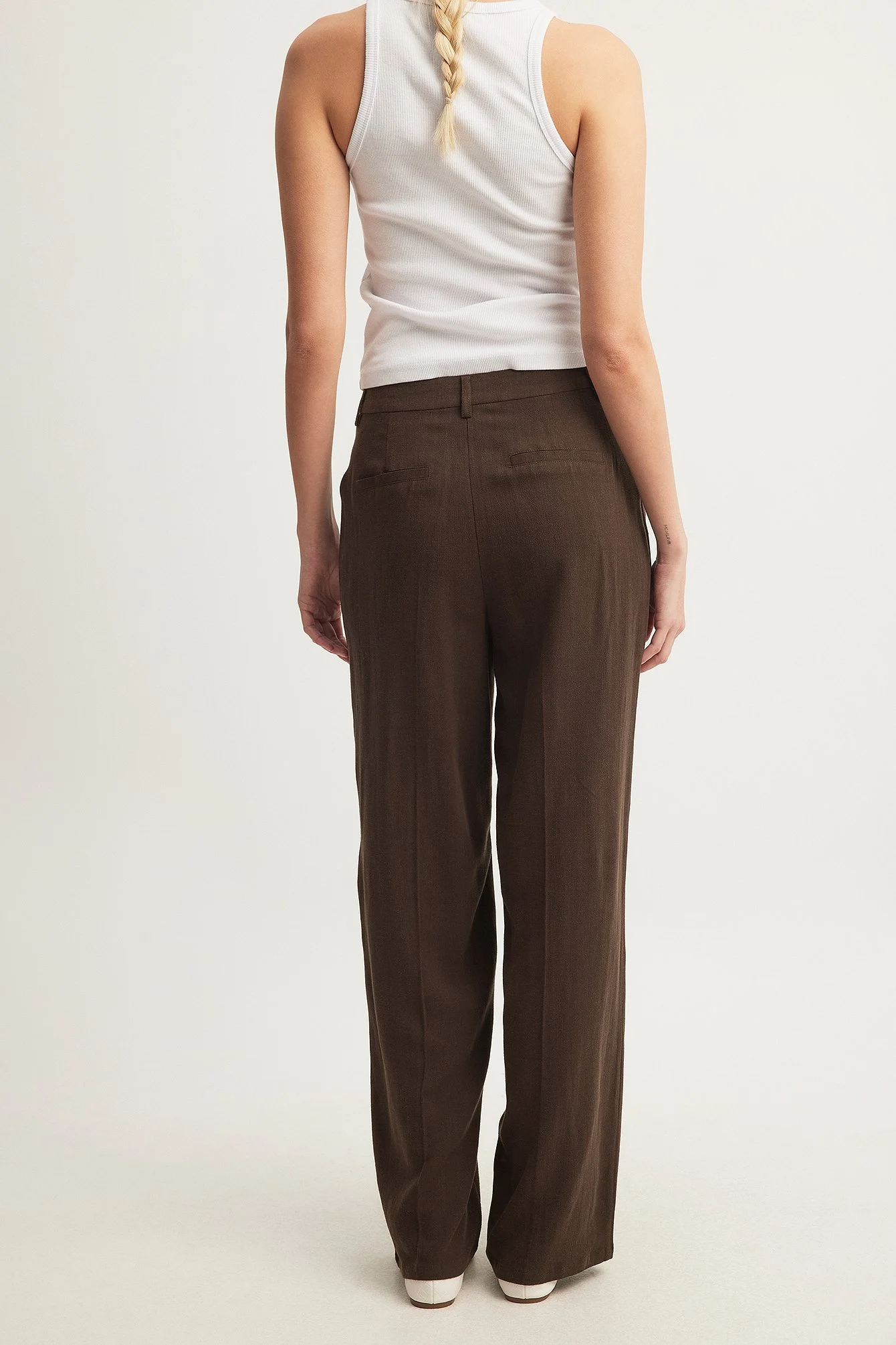 Gerade Hose aus Leinen-Mix mit hoher Taille