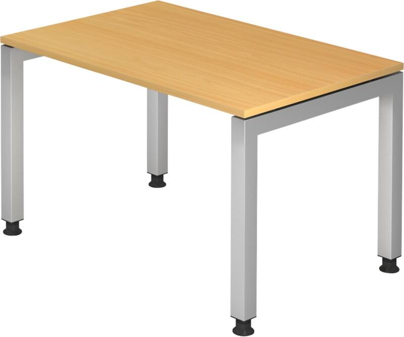Hammerbacher J Serie Höhenverstellbarer Schreibtisch Rechteckig Buche Holz Silber 4 Füße 1.200 x 680 mm