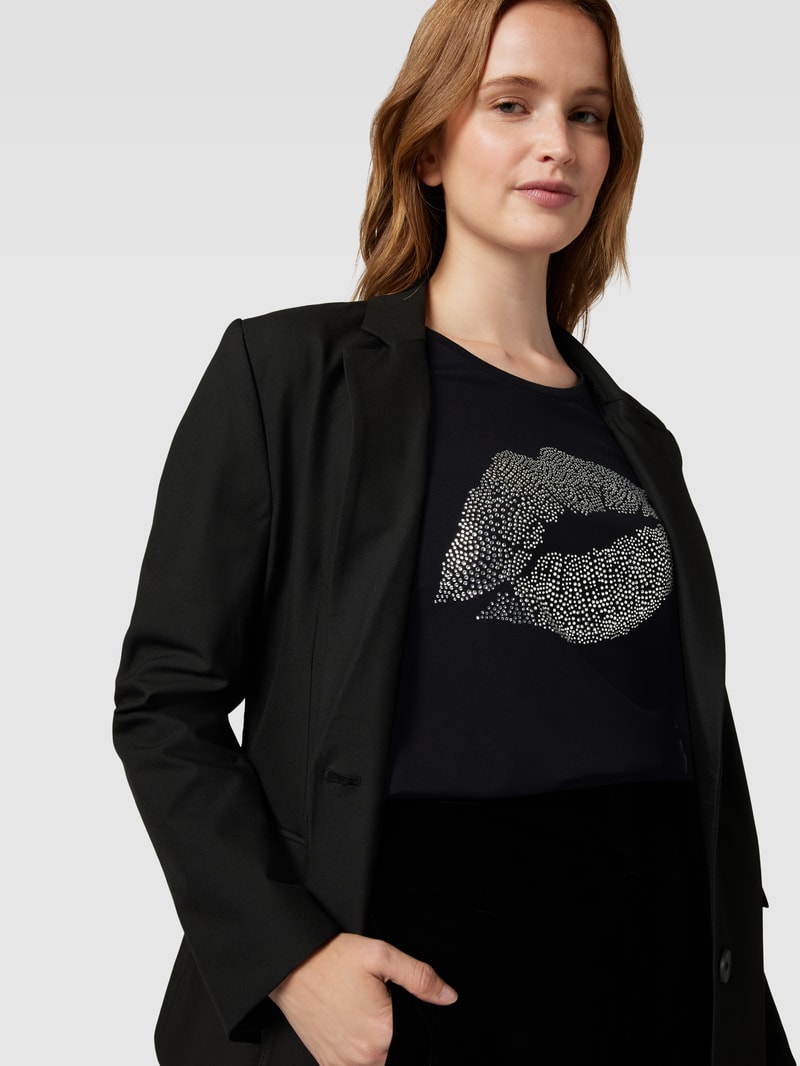Longsleeve mit Zierperlenbesatz in schwarz