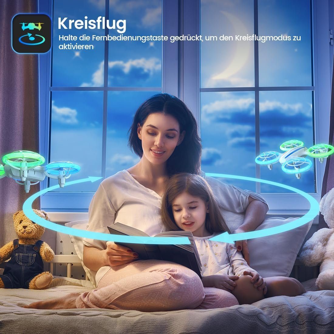 DEERC D23 Mini Drohne für Kinder,RC Quadrocopter mit 2 modulare Akkus Drohne (LED-Lichter 3D-Flips Höhenhaltung:Perfektes DrohnengeschenkfürAnfänger)
