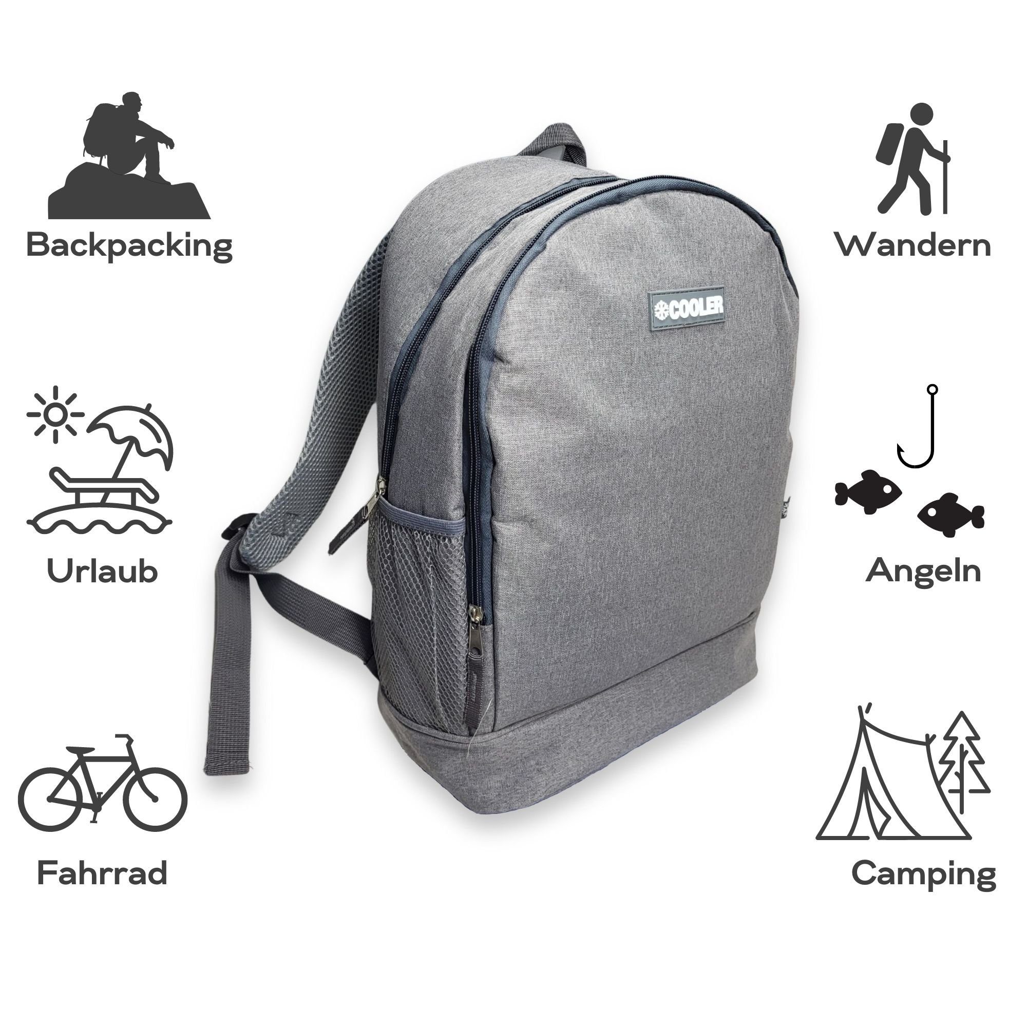 ToCi Kühltasche Kühlrucksack 16L Kühltasche Rucksack Isoliert Thermo Kühlbox Dunkel