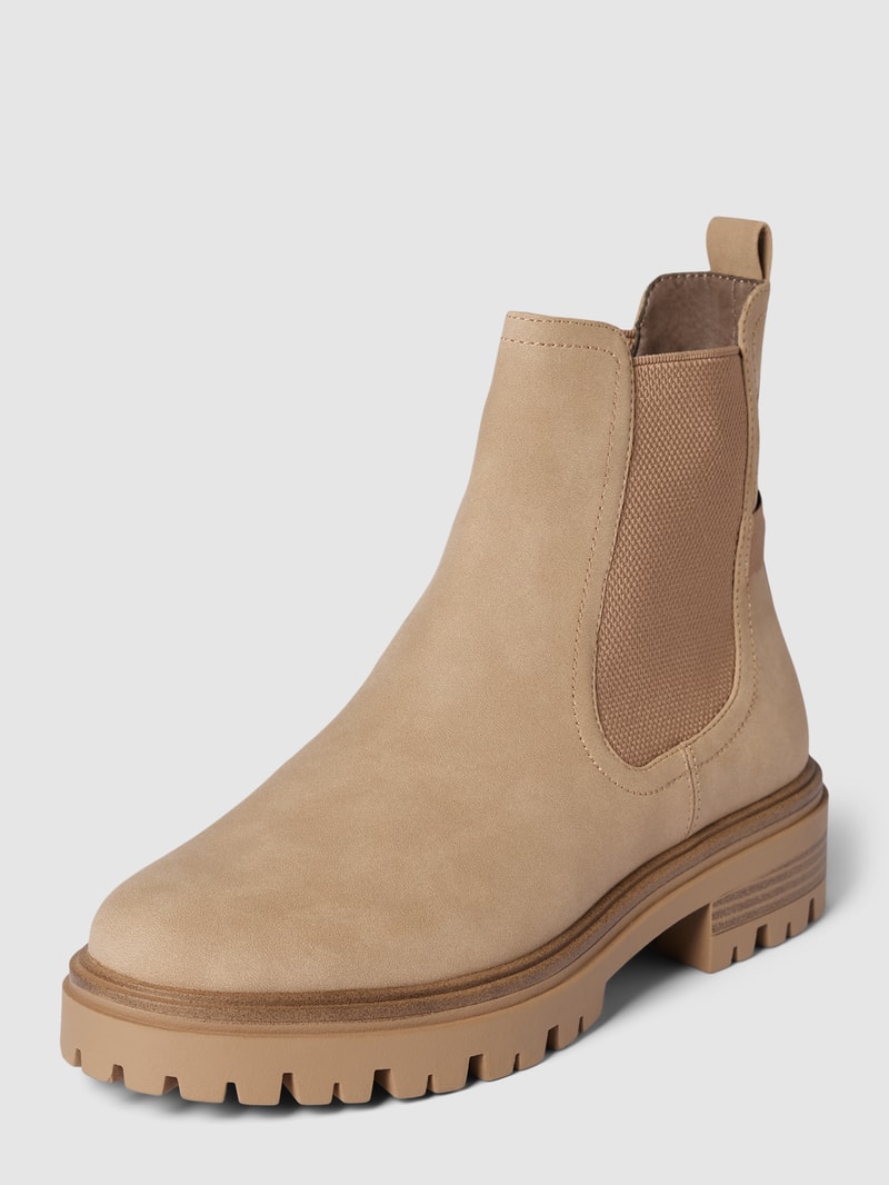 Chelsea Boots mit Label-Applikation Modell 'Essential' in beige