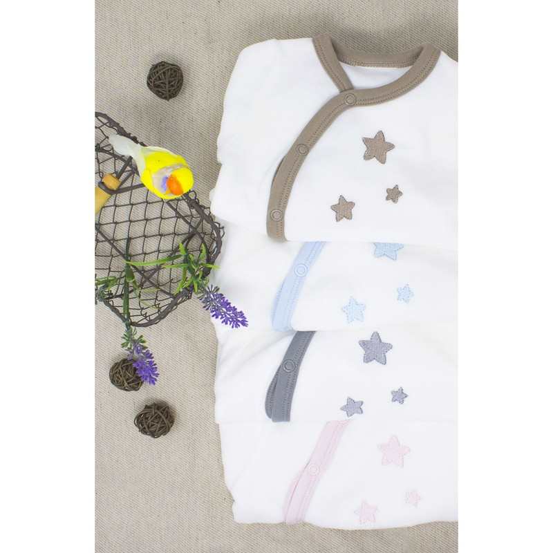 Pyjama bébé Coton Bio blanc motifs étoiles