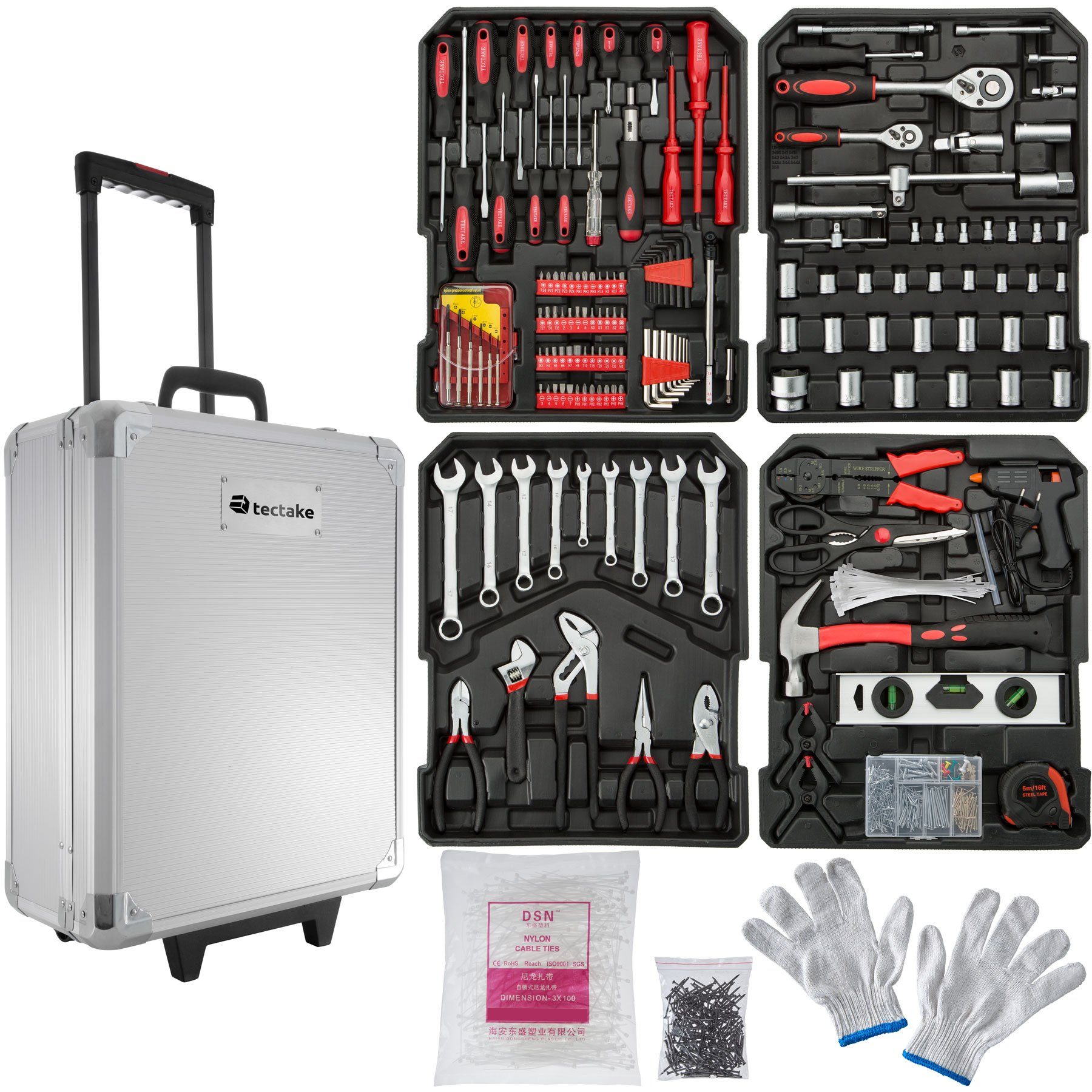 tectake Werkzeugkoffer Trolley Werkzeugkoffer 599-tlg.