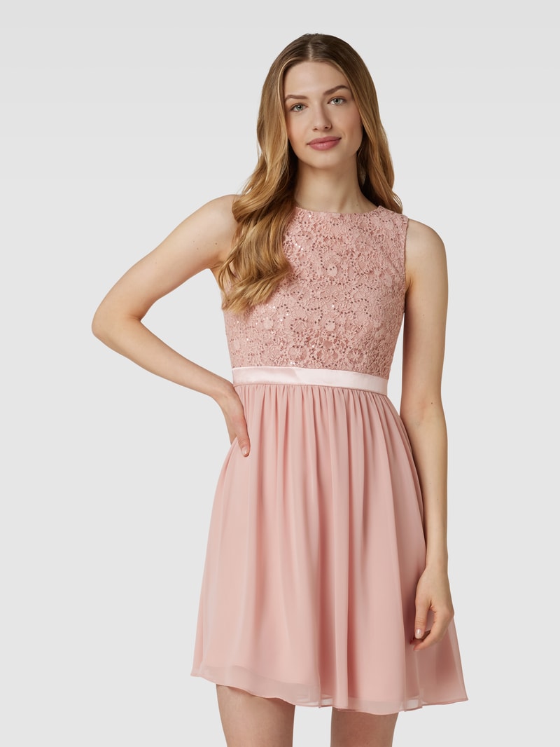 Cocktailkleid mit Paillettenbesatz in altrosa