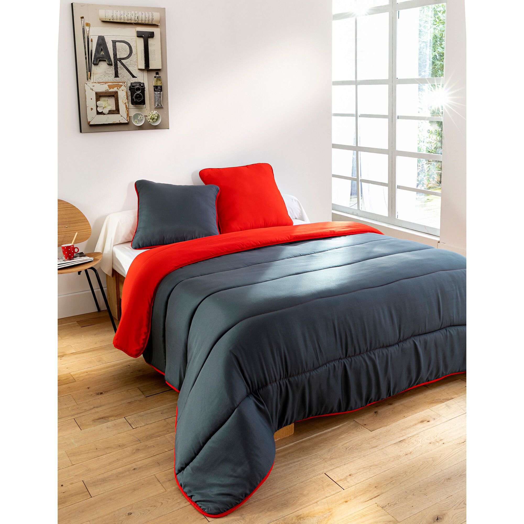 Couette bicolore microfibre 350g/m2