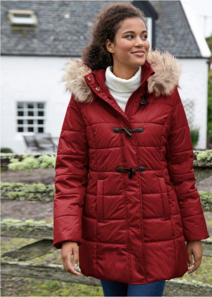 Duffle-Jacke mit Kapuze und Knebelknöpfen