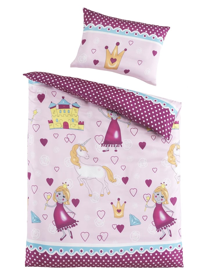 Carpe Sonno Polyester Bettwäsche Set Prinzessin in Rosa günstig kaufen 100 x 135 cm   40 x 60 cm