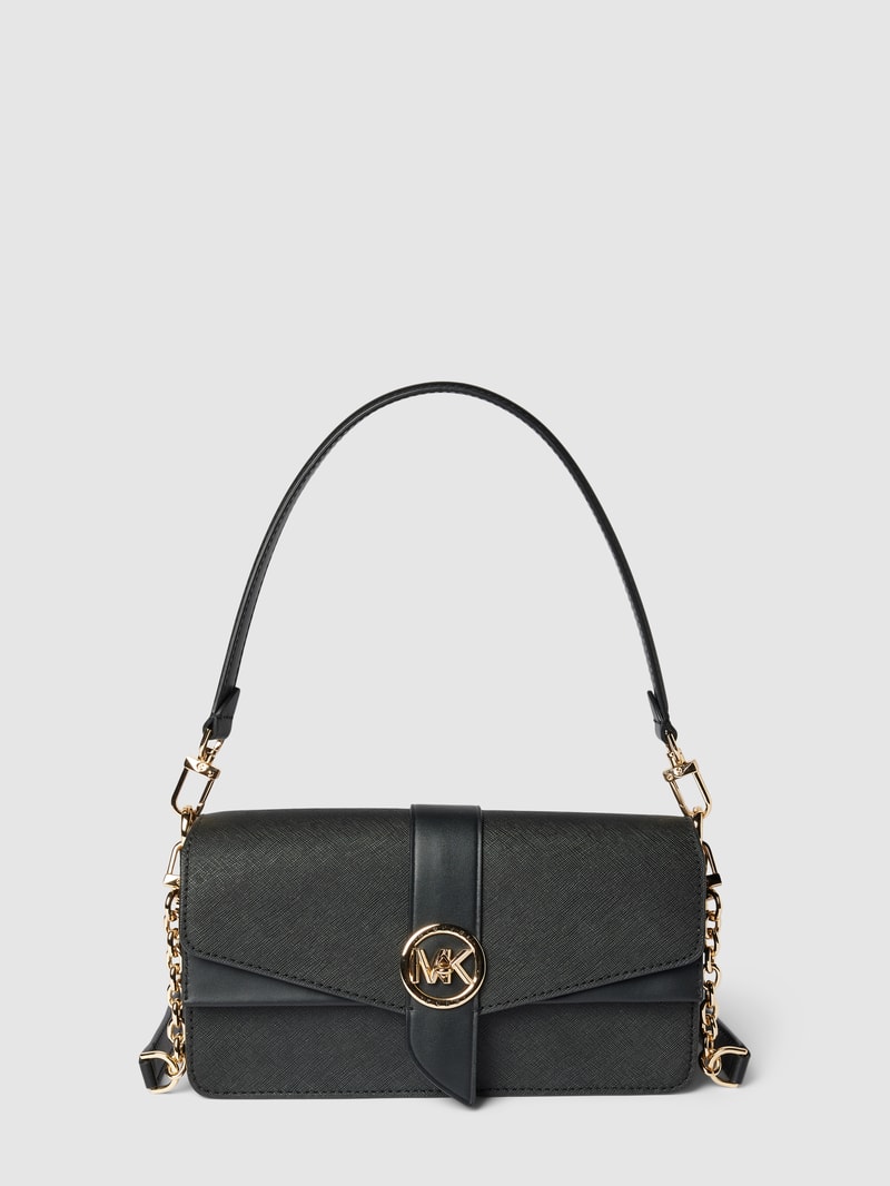 Handtasche mit Label-Details Modell 'GREENWICH' in schwarz