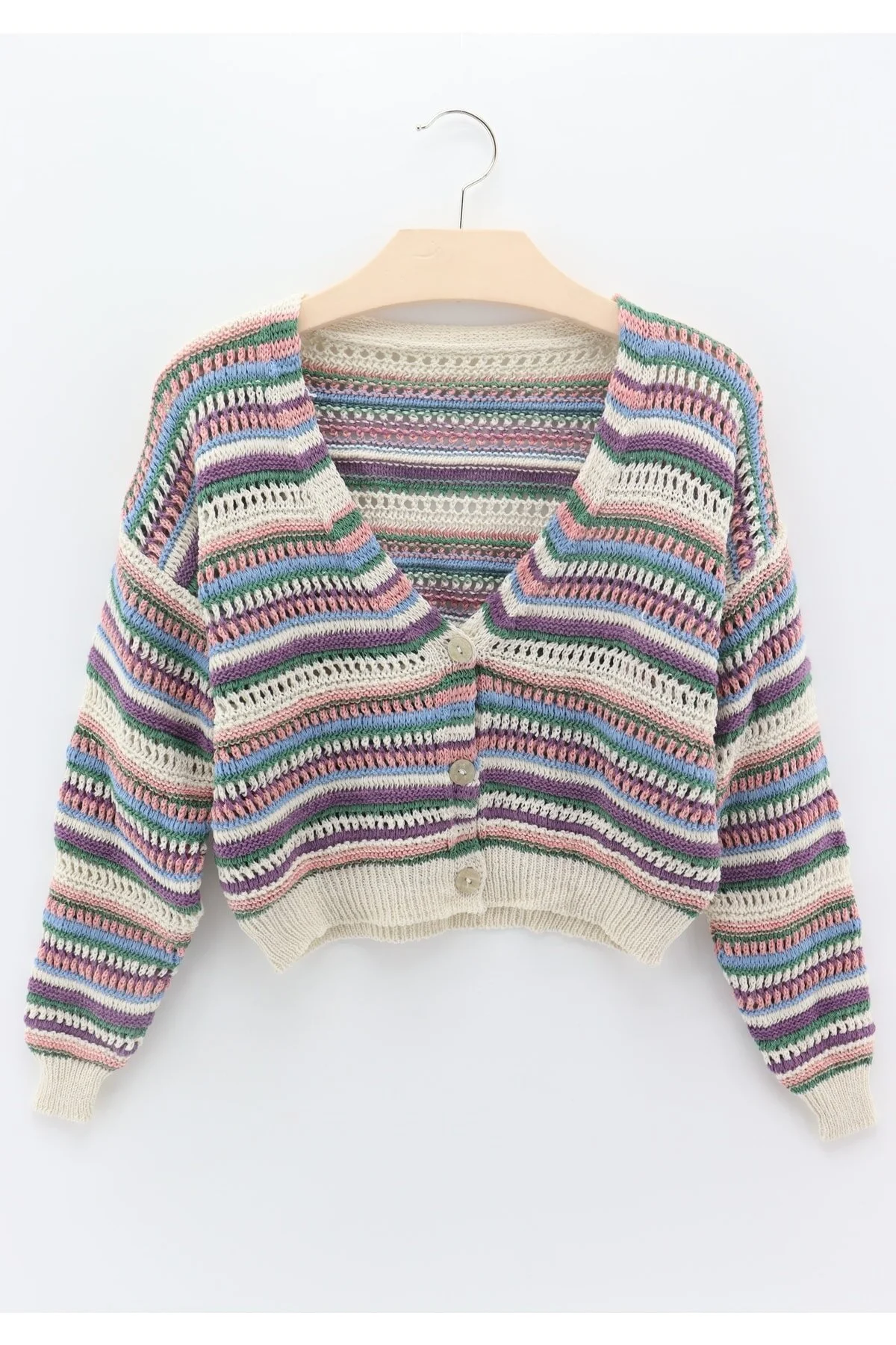 macharelbasic  Strickjacke - Beige - Regular Fit