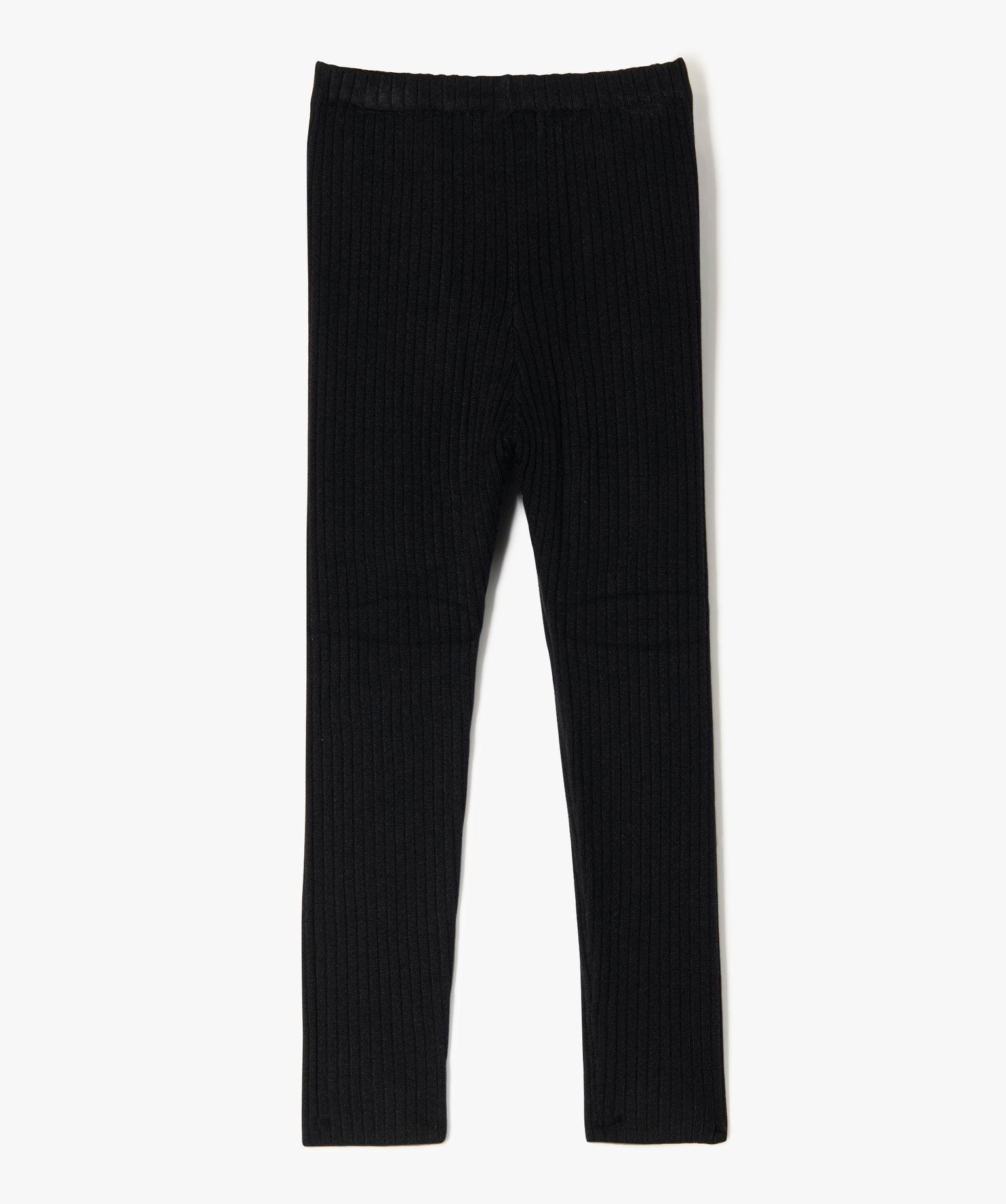 Pantalon leggings en maille ctelée fille noir | GEMO