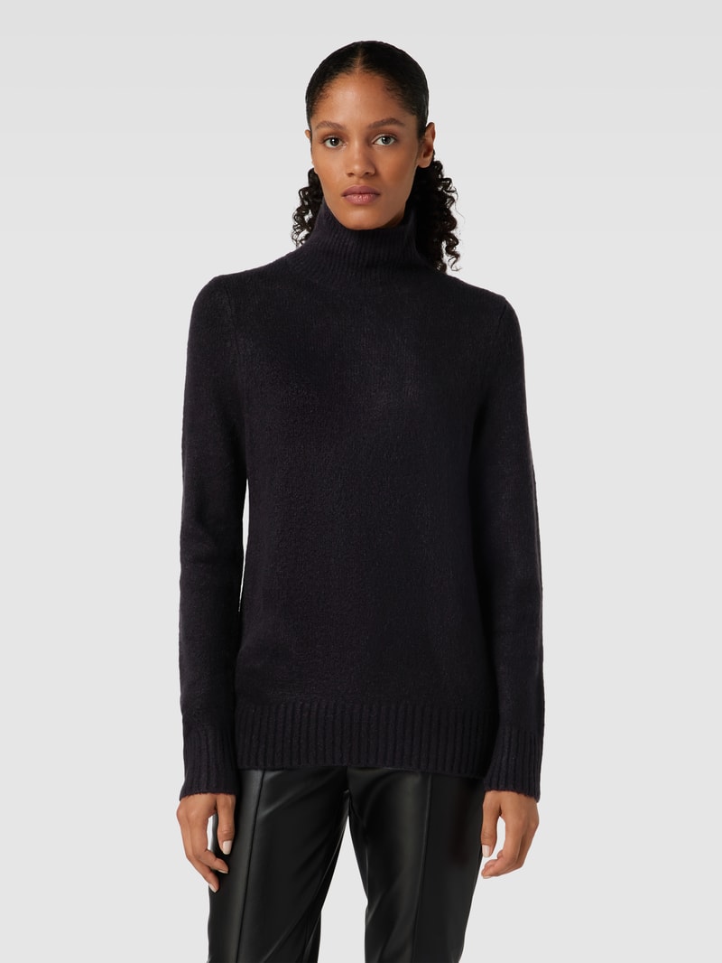 Strickpullover in unifarbenem Design mit Turtleneck in schwarz