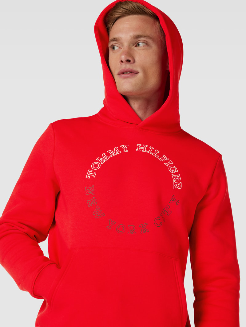 Hoodie mit Label-Print Modell 'MONOTYPE' in rot