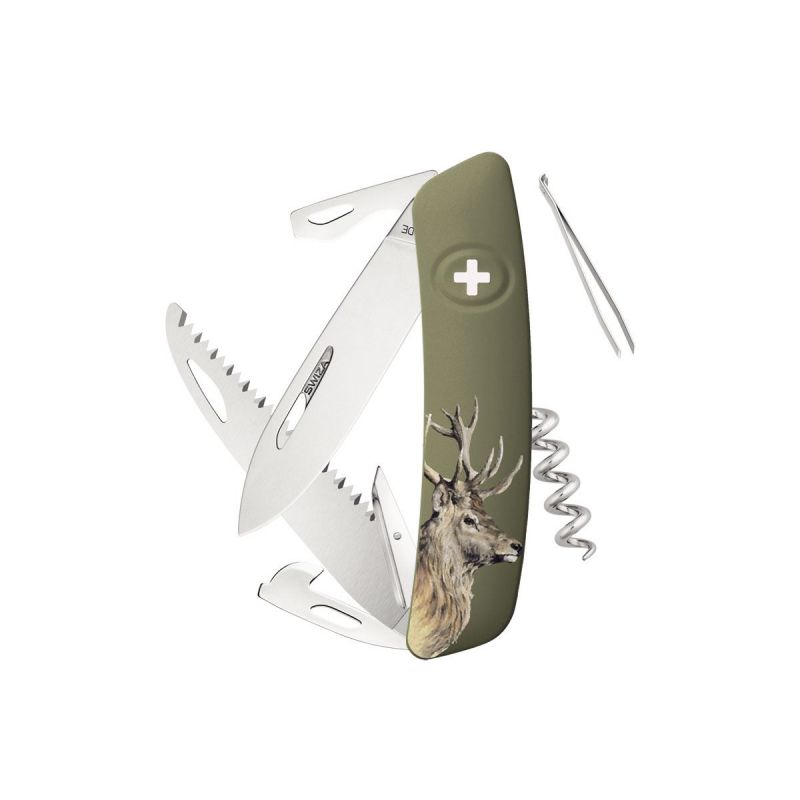 Swiza D05 Hunting Deer Olive, Schweizer Taschenmesser made in Swiss