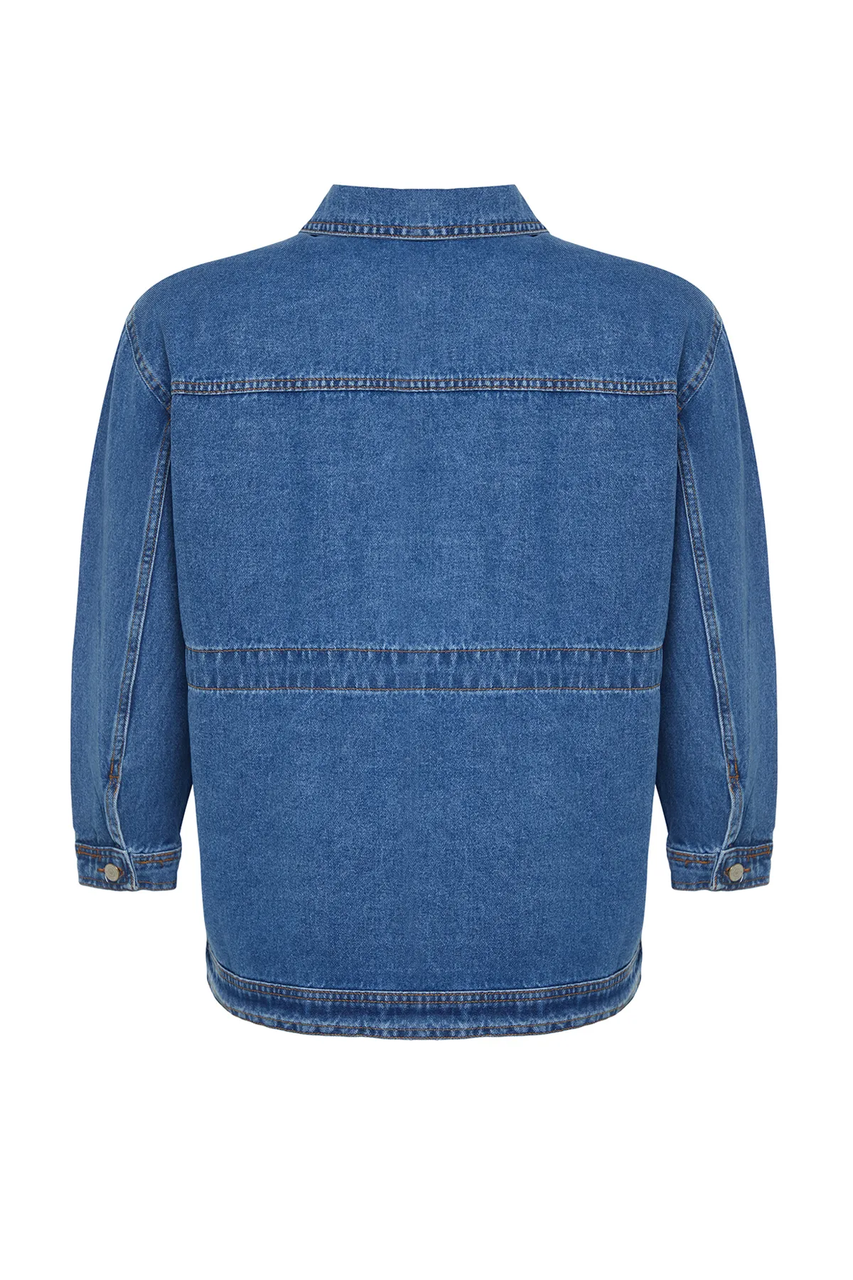 Trendyol Curve  Blaue Oversize-Jeansjacke TBBSS24AG00001