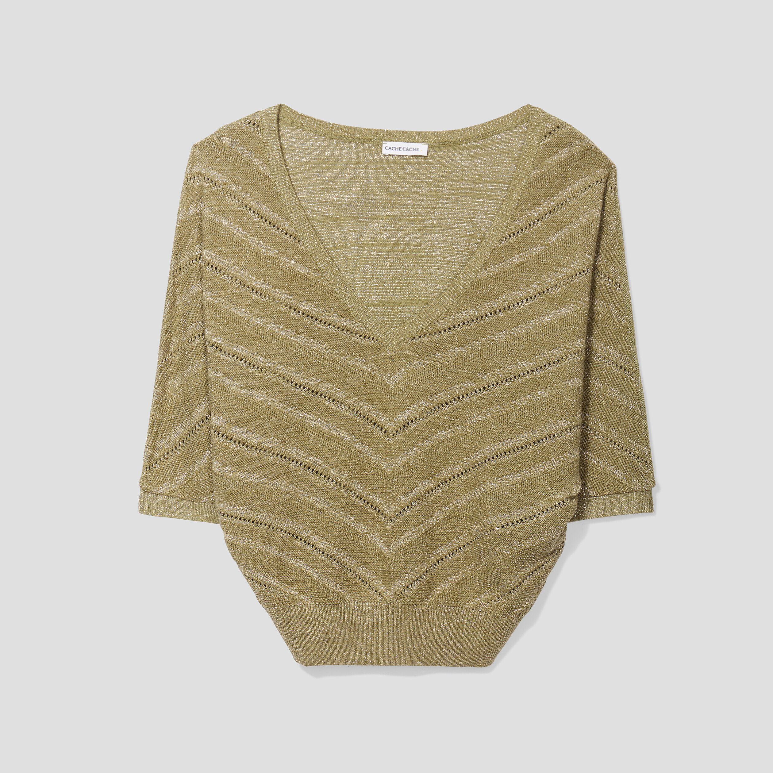 Pull manches chauves-souris vert kaki femme | Cache Cache