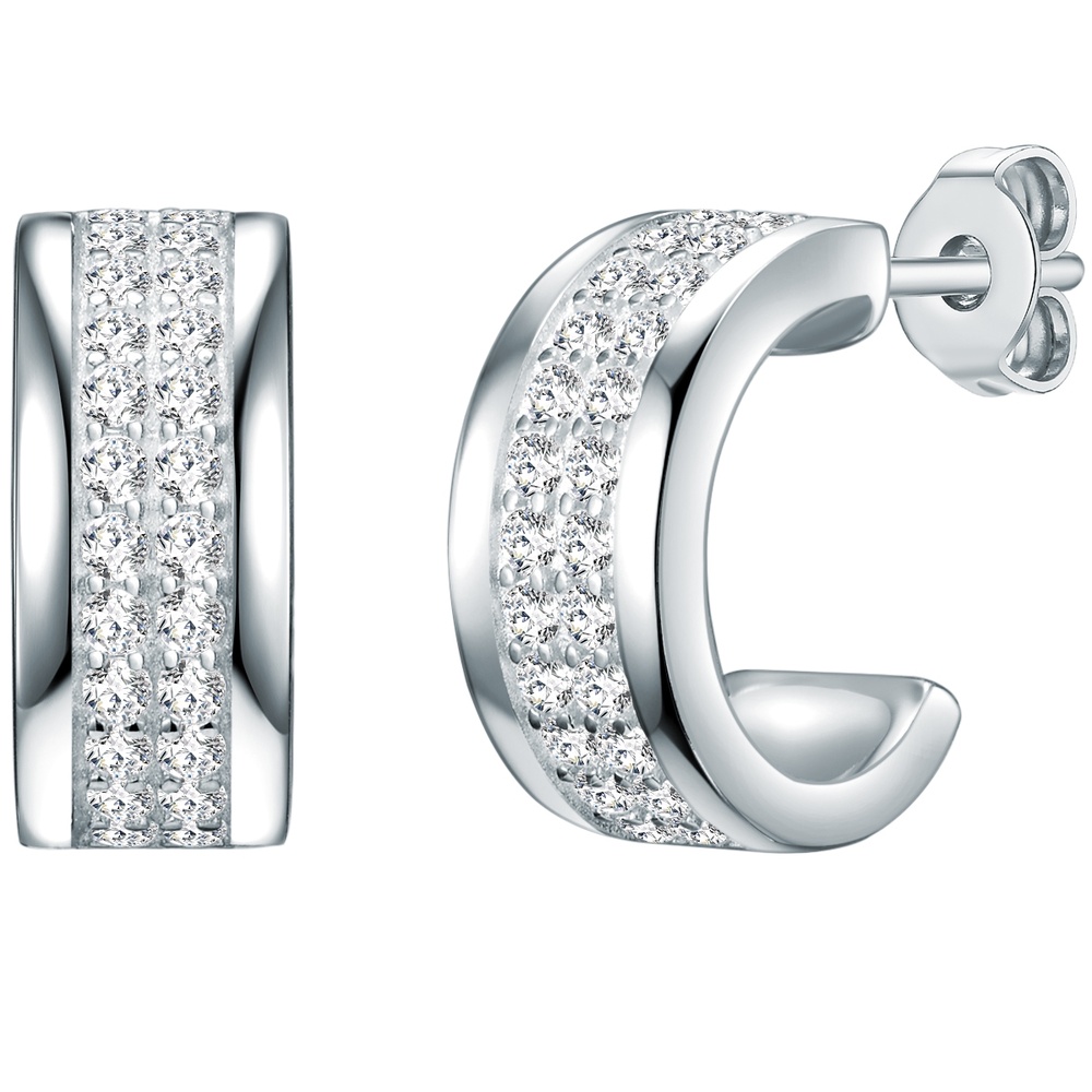 Rafaela Donata Créoles en argent Argent sterling Oxyde de zirconium (CZ) en Argent Boucles d'oreilles