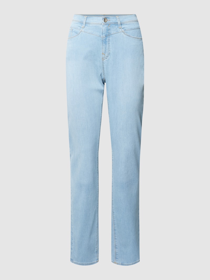 Jeans mit Label-Patch Modell 'Mary' in hellblau