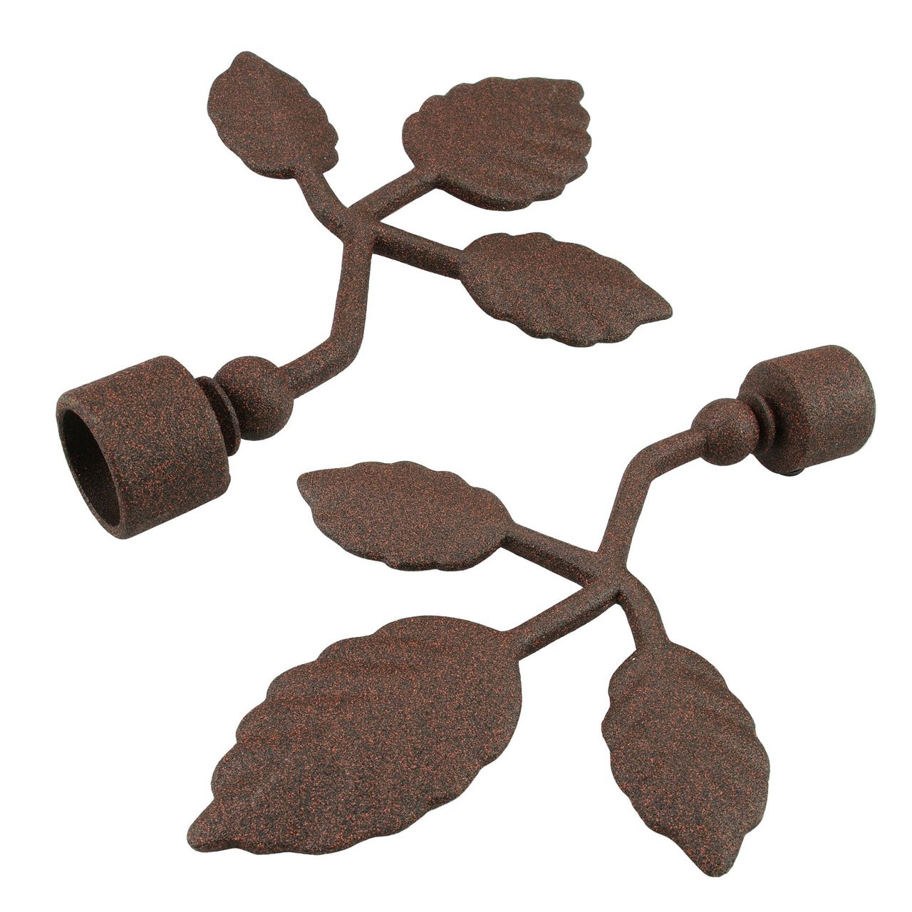 Bella Casa Endstück Endknopf für Stilstange Gardinenstange Profilrohr 16 mm Ø, Blatt, rost
