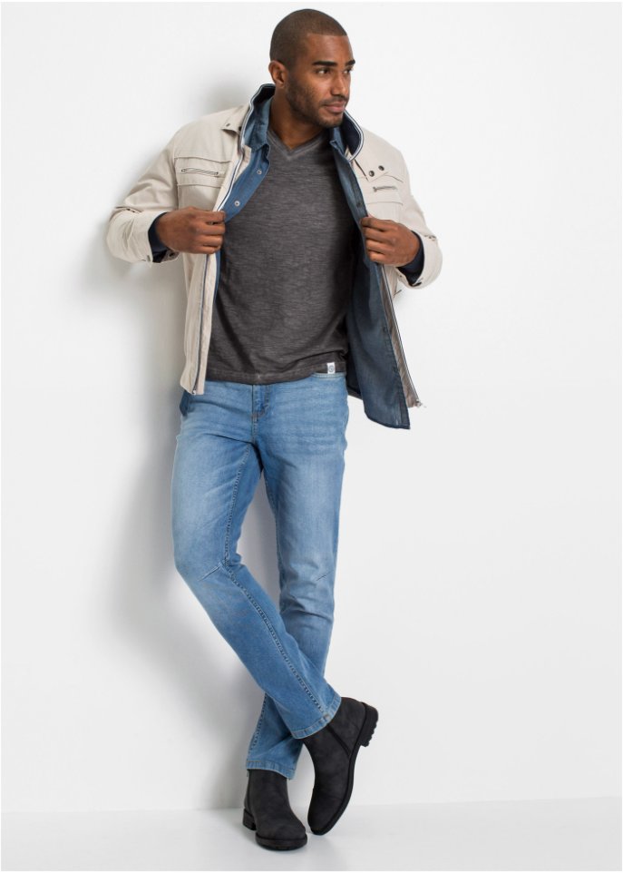 Jeanshemd aus Bio-Baumwolle, Slim Fit, Kurzarm