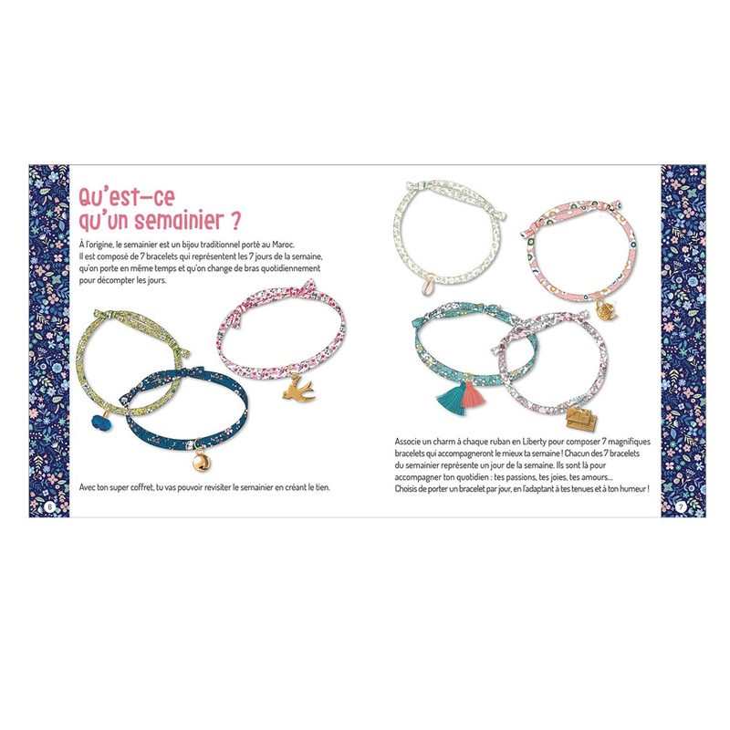 Coffret Mon semainier de 7 bracelets en liberty - Auzou