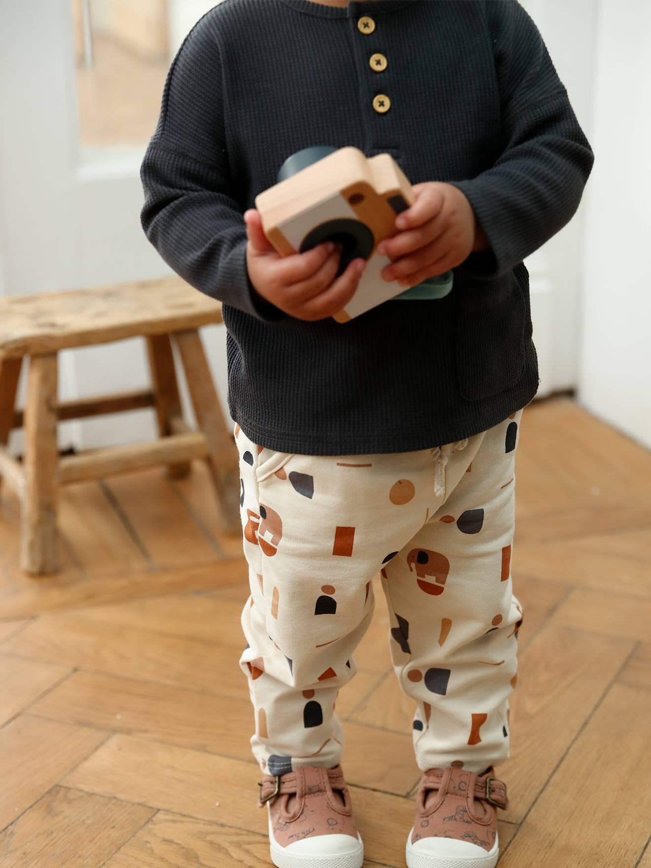 Vertbaudet Baby-Set: Shirt & Sweathose Oeko-Tex - khaki