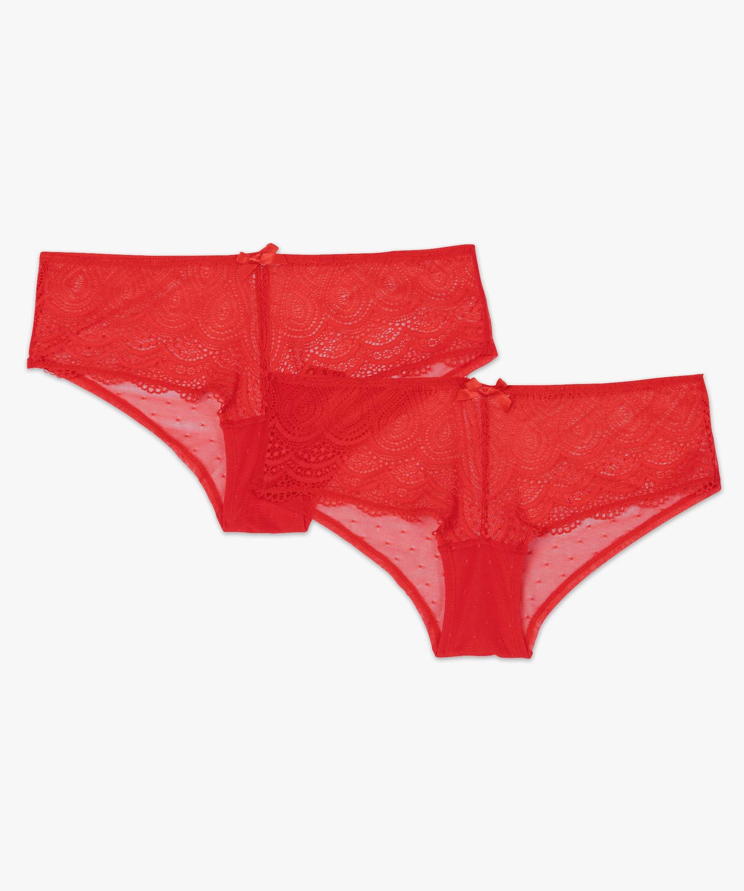 Shorty en dentelle et tulle femme (lot de 2) rouge | GEMO