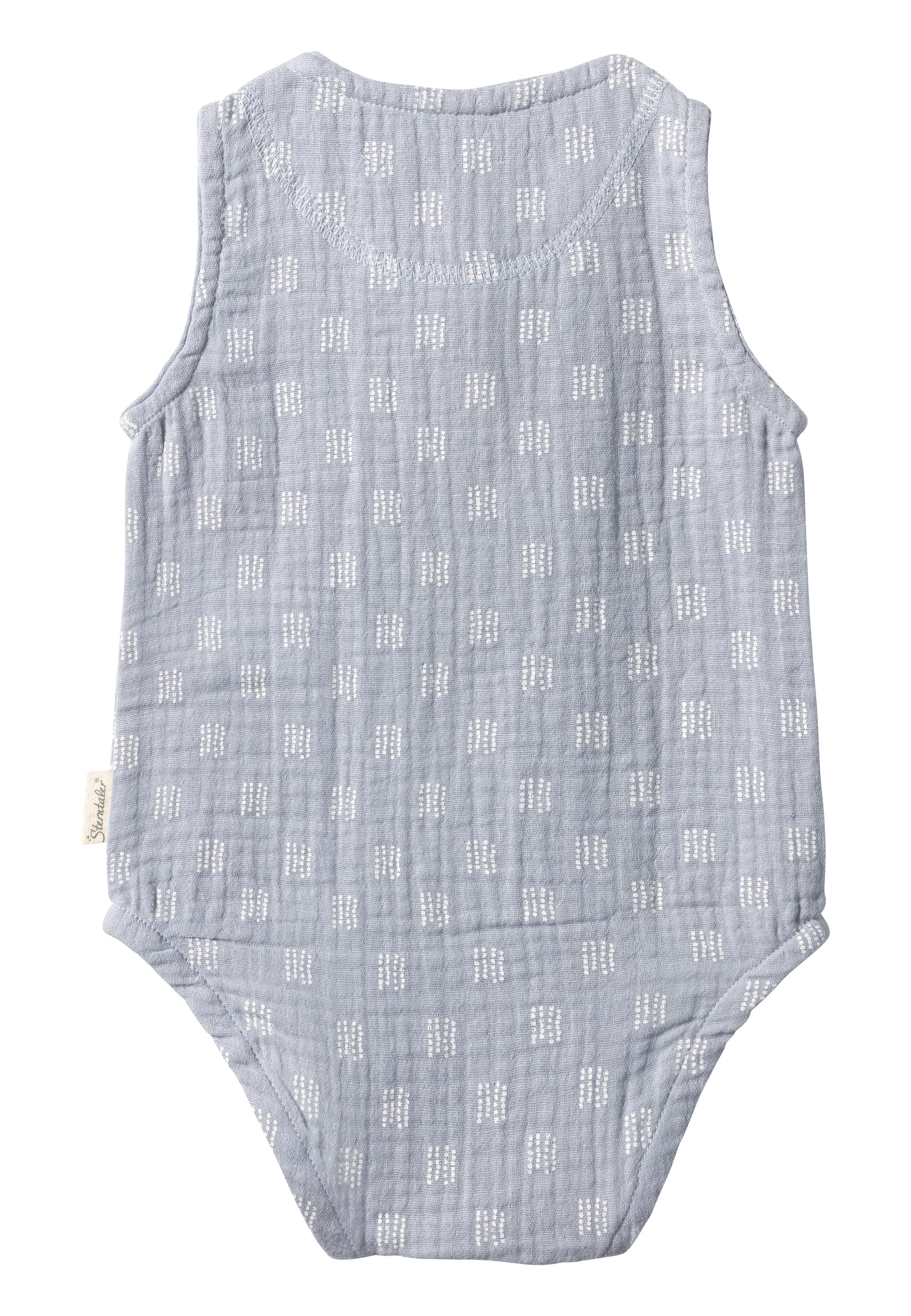 Baby Body ohne Ärmel bedruckt mit Punkten in graublau